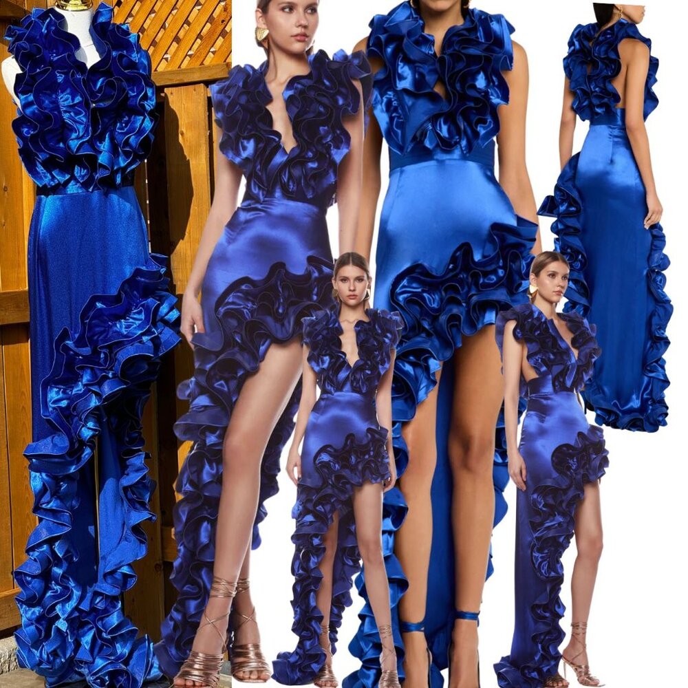 🆕 BRONX & BANCO 🧿 NWOT Aurora Cobalt Blue Gown, Sz L / US 8